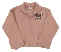 Starorůžová huňatá oversize crop mikina se Stitchem Disney