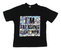 Černé tričko s metalickým potiskem s nápisem River Island