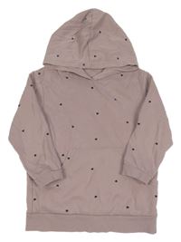 Starorůžová mikina se srdíčky a kapucí H&M