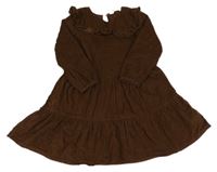 Hnědé manšestrové šaty s volánky H&M