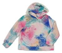 Modro-fuchsiovo-barevná chlupatá mikina s kapucí H&M