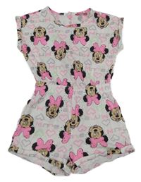 Bílo-růžový kraťasový overal s Minnie 
