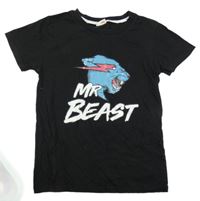 Černé tričko s potiskem Mr. Beast Foanja