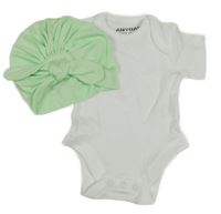 2 set - bílé body + zelená čepice John Lewis