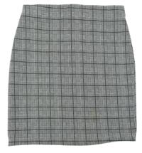 Černo-bílá kostkovaná vzorovaná sukně se zipem New Look