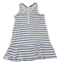 Bílo-tmavomodré pruhované melírované letní šaty H&M
