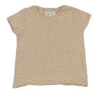 Smetanovo-starorůžové vzorované žebrované tričko ZARA
