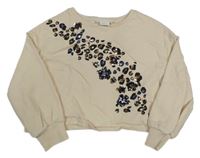 Smetanová crop mikina s leopardím vzorem s flitry Next