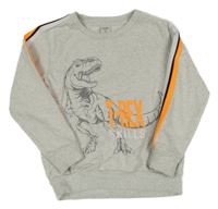Šedá melírovaná mikina s dinosaurem a nápisem Kiki&Koko