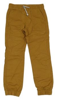 Hnědé plátěné cuff kalhoty H&M