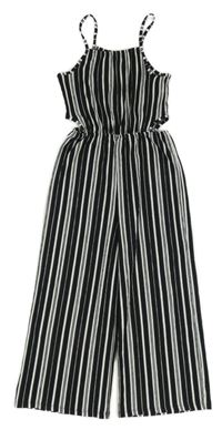 Černo-bílý pruhovaný culottes overal s průstřihy C&A