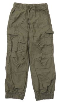 Khaki plátěné cargo cuff kalhoty Peacocks