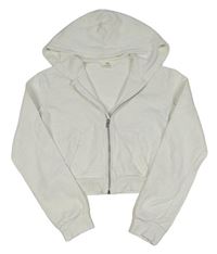 Bílá propínací crop mikina s kapucí H&M