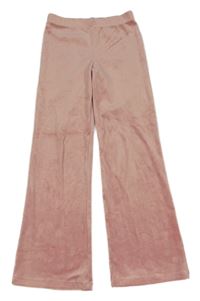 Růžové plyšové flare legíny H&M