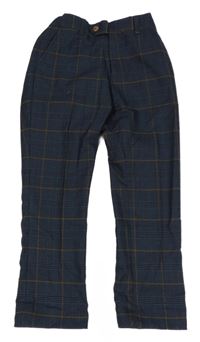 Modro-hořčicové kostkované chino kalhoty 