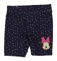Tmavomodro-růžové puntíkaté UV kraťasy s Minnie Disney