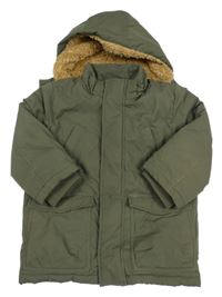 Khaki zimní šusťáková bunda s kapucí H&M