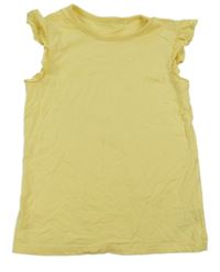 Žluté tričko s madeirovými volánky George 