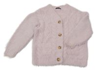 Světlerůžový vzorovaný chlupatý propínací oversize svetr George