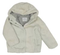 Bílá kožešinová zateplená bunda s kapucí PRIMARK