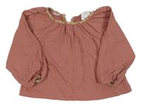 Starorůžové pruhované/vzorované triko ZARA