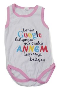 Bílo-růžové body s nápisem 