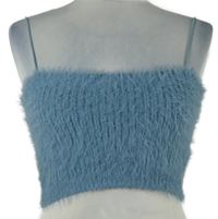 Dámský světlemodrý chlupatý crop top 