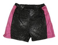 Černo-růžové třpytivé elastické sportovní kraťasy 
