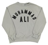 Světlešedá mikina s nápisem - Muhammad Ali Zara