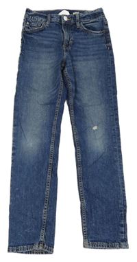 Tmavomodré slim fit rifle s prošoupáním H&M
