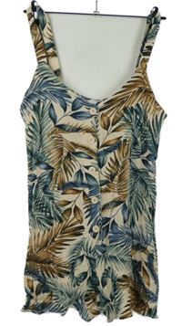 Dámský béžovo-modrý vzorovaný letní overal Primark 