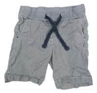 Tmavomodro-bílé pruhované plátěné kraťasy H&M