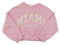 Růžová crop mikina s nápisem M&S
