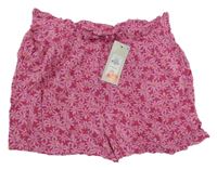 Nové - Fuchsiové květované lehké kraťasy Primark
