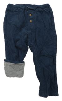 Tmavomodré manšestrovépodšité kalhoty H&M