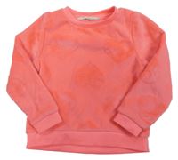 Neonově růžová plyšová mikina se srdíčky H&M
