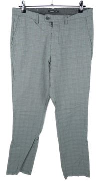 Pánské šedo-modré kostkované plátěné chino kalhoty Celio vel. 33