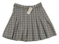 Nové - černo-bílo-starorůžová kostkovaná vzorovaná sukně s gombíky RIVER ISLAND