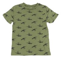 Khaki tričko s dinosaury H&M