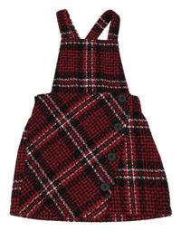 Černo-červené vzorované vlněné šaty s knoflíky Matalan