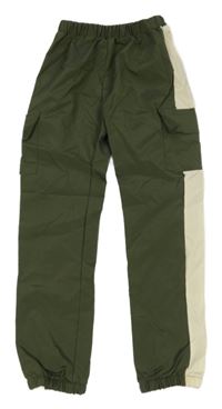 Khaki-béžové šusťákové cargo cuff kalhoty 