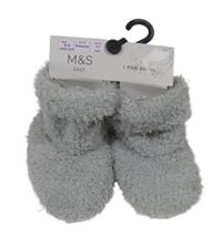 Nové - Šedé chlupaté capáčky M&S vel. 17 