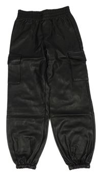 Černé koženkové cargo cuff kalhoty Primark