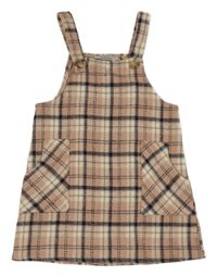 Pudrovo-smetanovo-černo-hnědé kostkované vlněné šaty PRIMARK