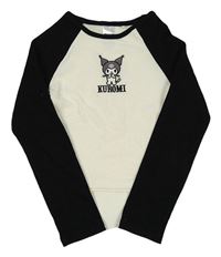 Smetanovo-černé žebrované crop triko s Kuromi C&A