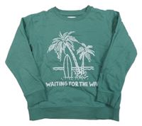 Zelená mikina s palmami a surfem Vertbaudet