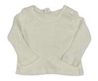 Smetanové žebrované triko Shein
