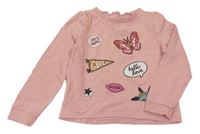 Růžová lehká mikina s obrázky H&M
