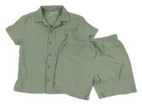 2 set - khaki mušelínové kraťasy + mušelínová košile Peacocks