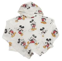 Bílá crop mikina s Mickeym a kapucí H&M